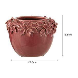 J-Line cache-pot Fleur - céramique - rose - large - Ø 22.5 cm