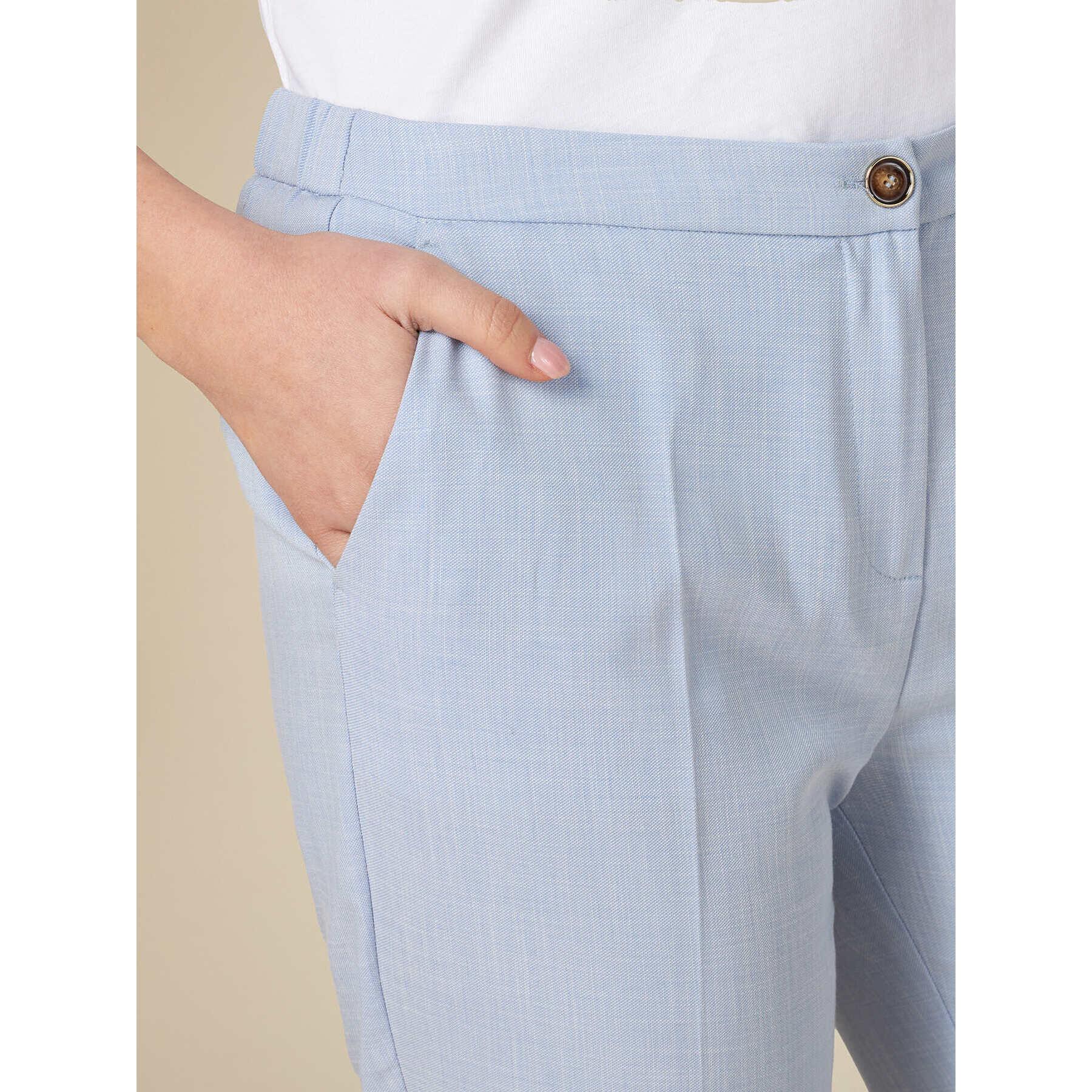 Oltre - Pantaloni a sigaretta con risvolto - Azzurro