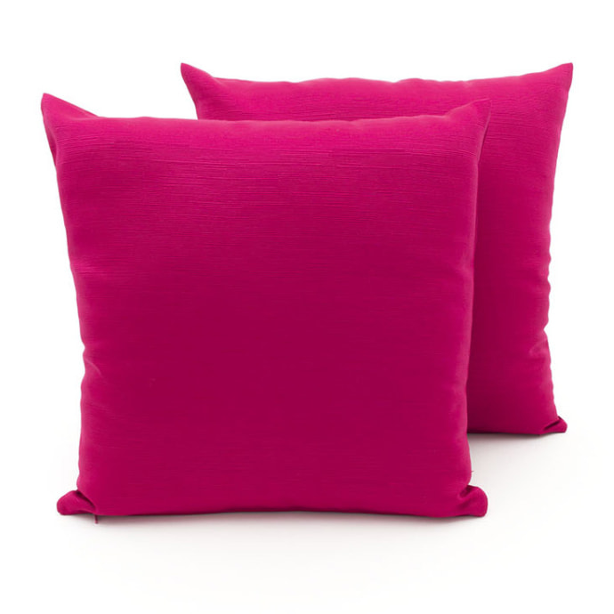 Coppia Cuscini Arredo In Tessuto Ottoman Tinta Unita Fucsia 30