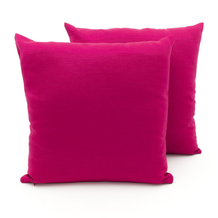 Coppia Cuscini Arredo In Tessuto Ottoman Tinta Unita Fucsia 30