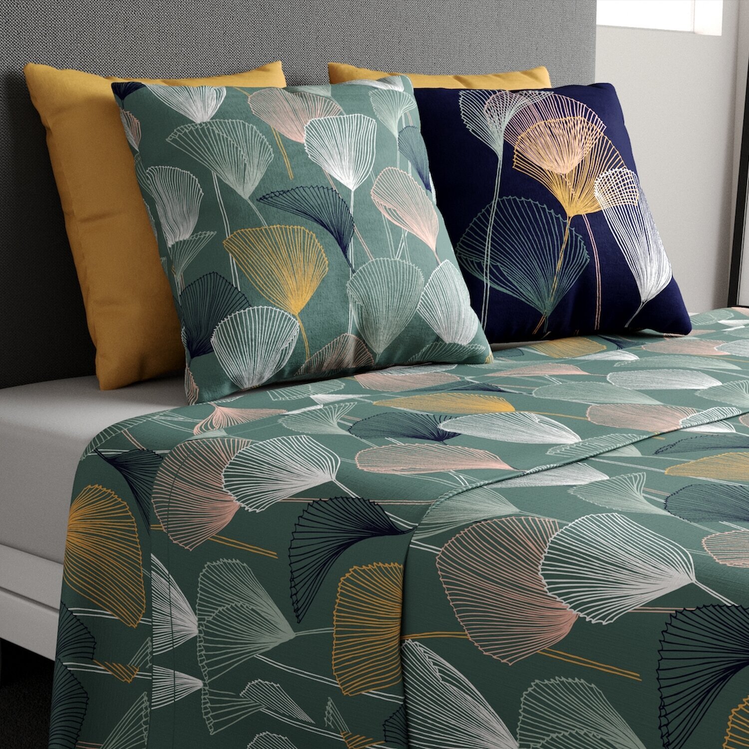 Parure de draps 100% coton imprimé - cottey - vert