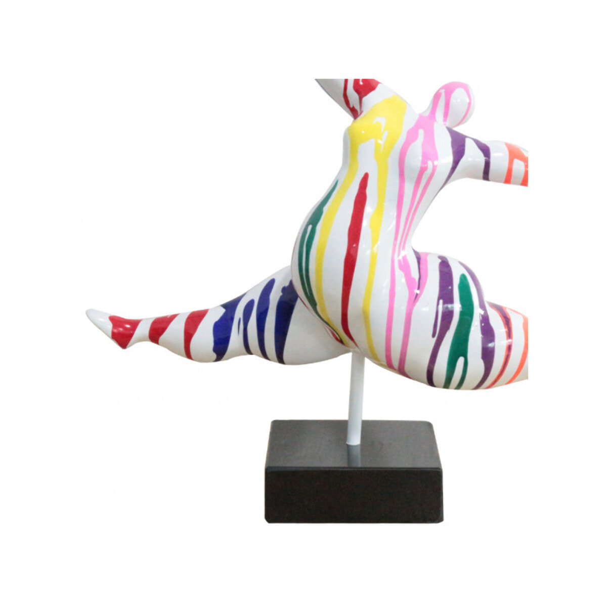 Statue femme ronde qui saute multicolore en résine H46cm - JUMP 2