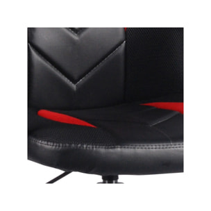Fauteuil de bureau avec roulettes en simili noir et rouge avec accoudoirs - NEO
