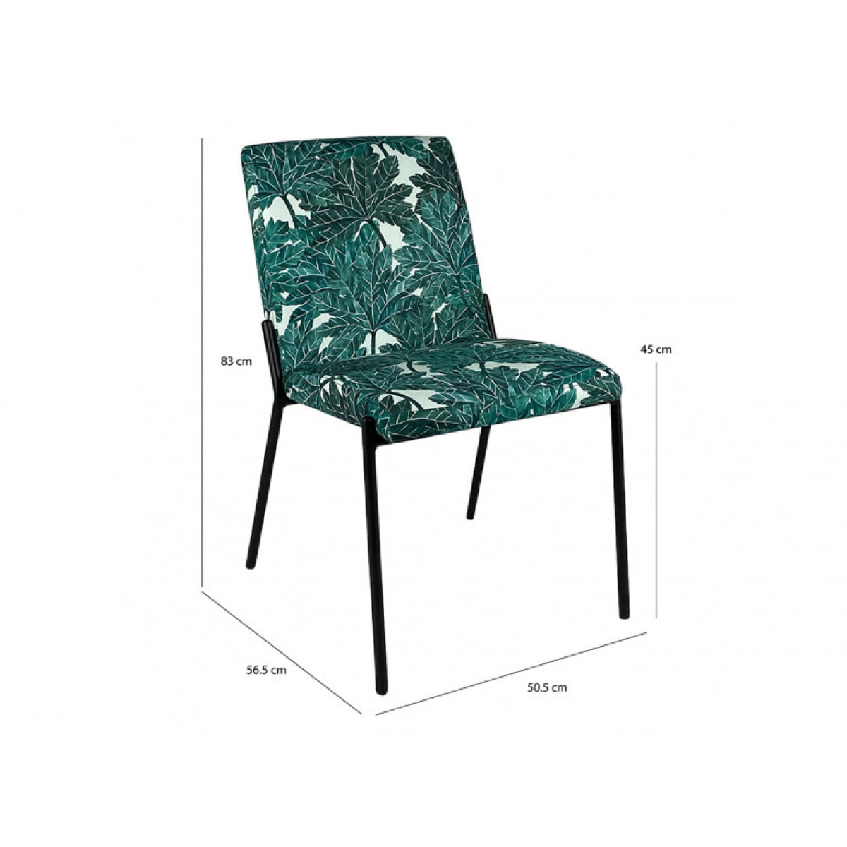 Lot de 2 chaises motif feuilles d'arbre et pieds noirs - JASPE 685