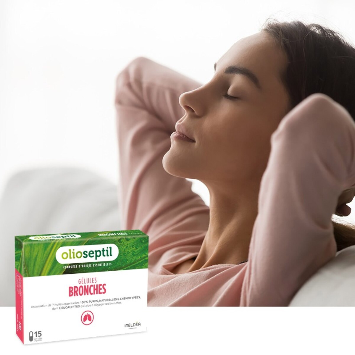 OLIOSEPTIL - Gélules Bronches - Complexe d'huiles essentielles pures - Gélules végétales L-Vcaps - Dès 15 Ans - Aide à dégager les bronches et assainir les voies respiratoires