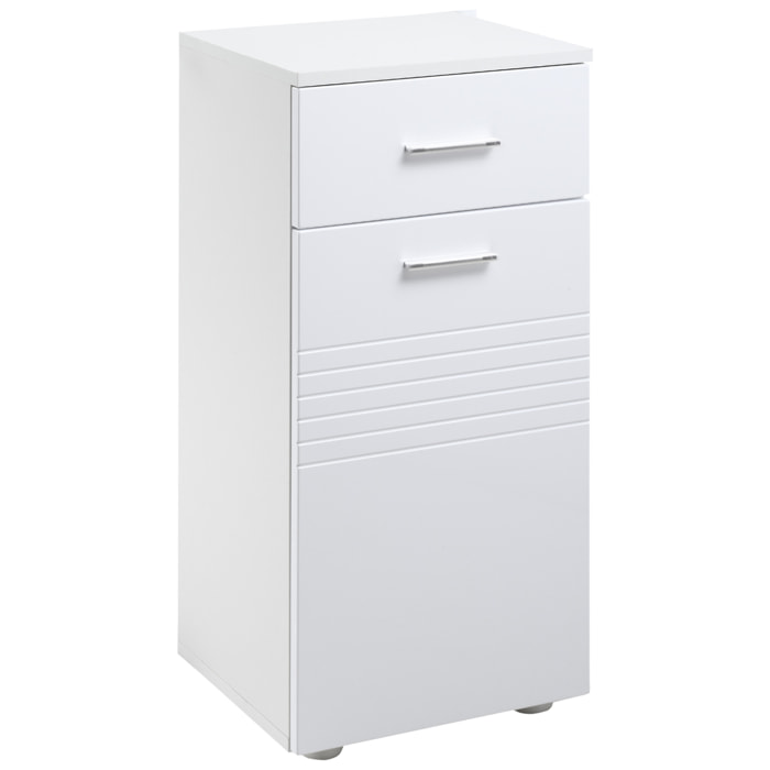 Armario Auxiliar de Baño Mueble de Baño de Suelo con Puerta Cajón y Estante Ajustable para Salón Dormitorio Aseo 35x30x77,5 cm Blanco