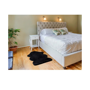 FOX Alfombra lisa lavable pelo largo en negro, varias medidas disponibles