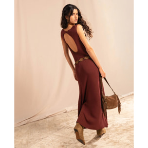 Vestido de punto canalé evasé de mujer