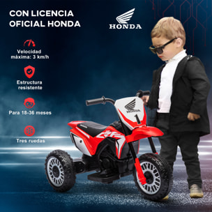 Moto Eléctrica con Licencia Honda CRF450RL para Niños de +18 Meses Motocicleta de Batería 6V con Velocidad 3 km/h Bocina y Sonido de Arranque Carga 25 kg 71x40,5x43,5 cm Rojo