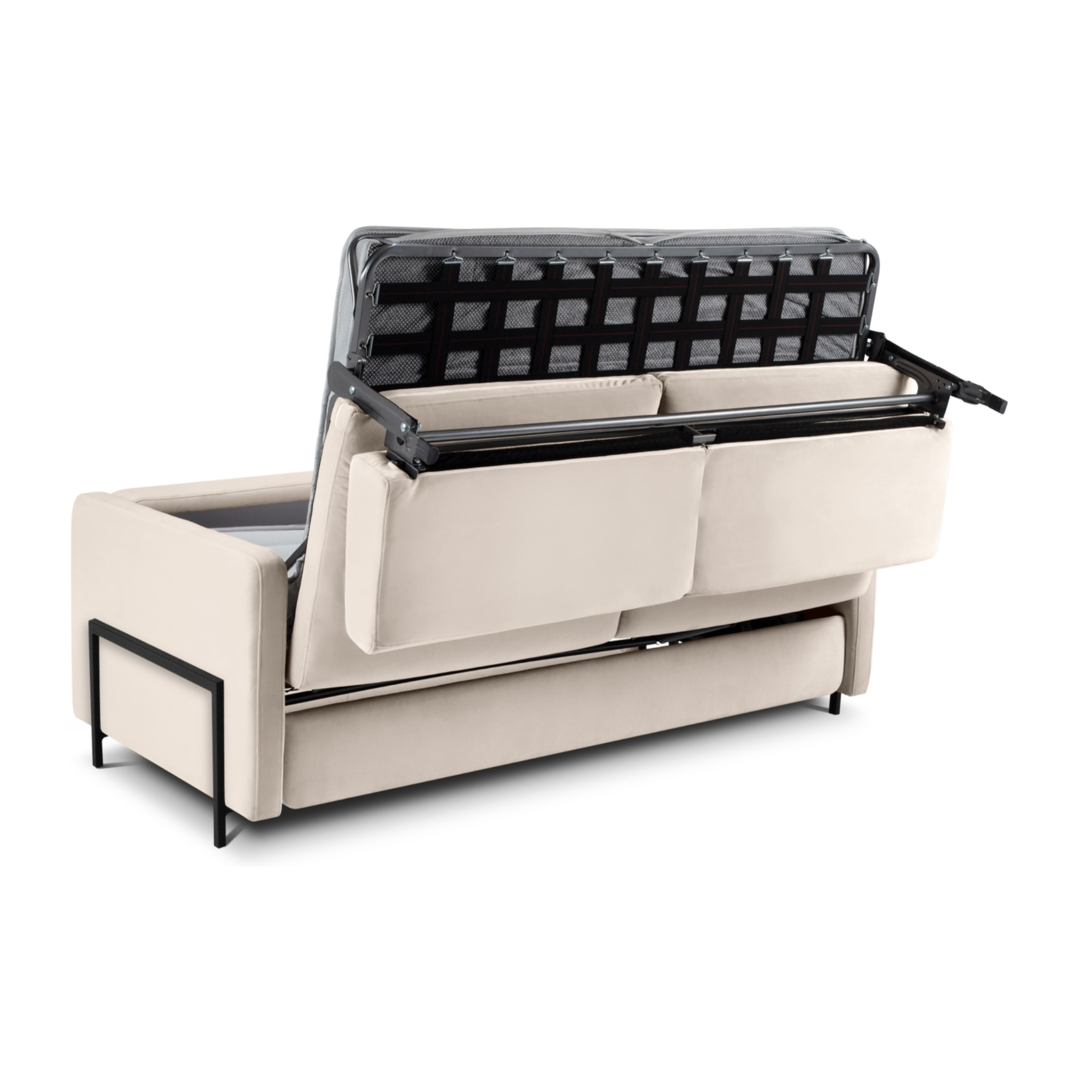 Canapé convertible "Yanis" 3 places en velours beige