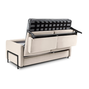 Canapé convertible "Yanis" 3 places en velours beige