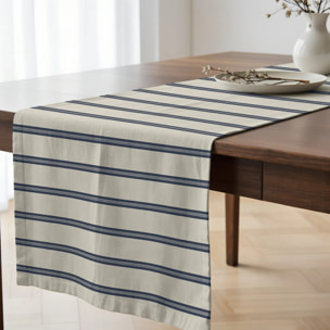 Chemin de table 100% coton Nua Beige Bleu 50x150 cm