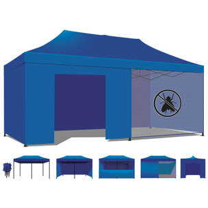 Taman Tenda / Gazebo Giardino 3X6 Impermeabile Pieghevole Per Fiere E Mercati Con Teli Laterali Colore Blu