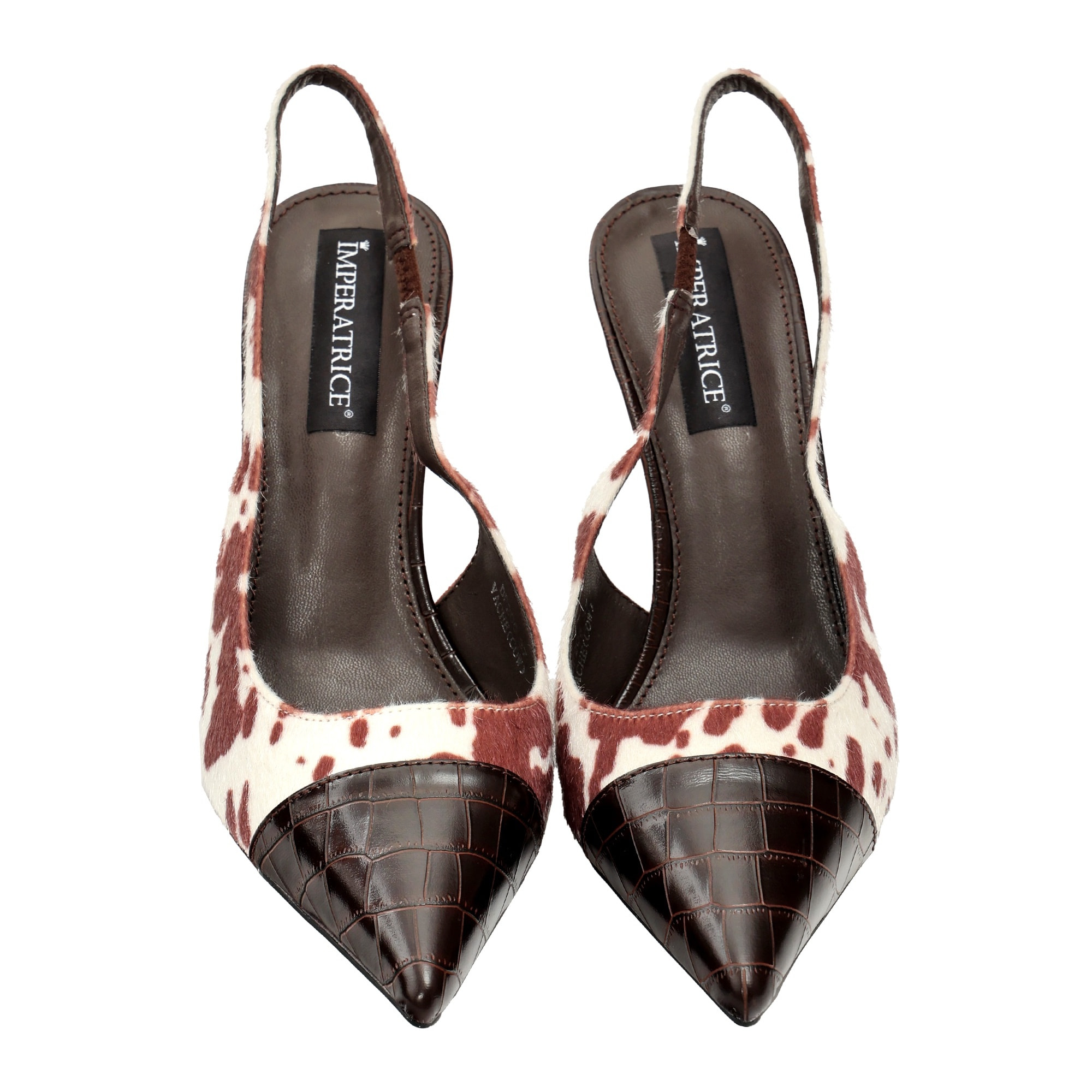 Decolletè in simil-pelle scamosciata con punta pitonata