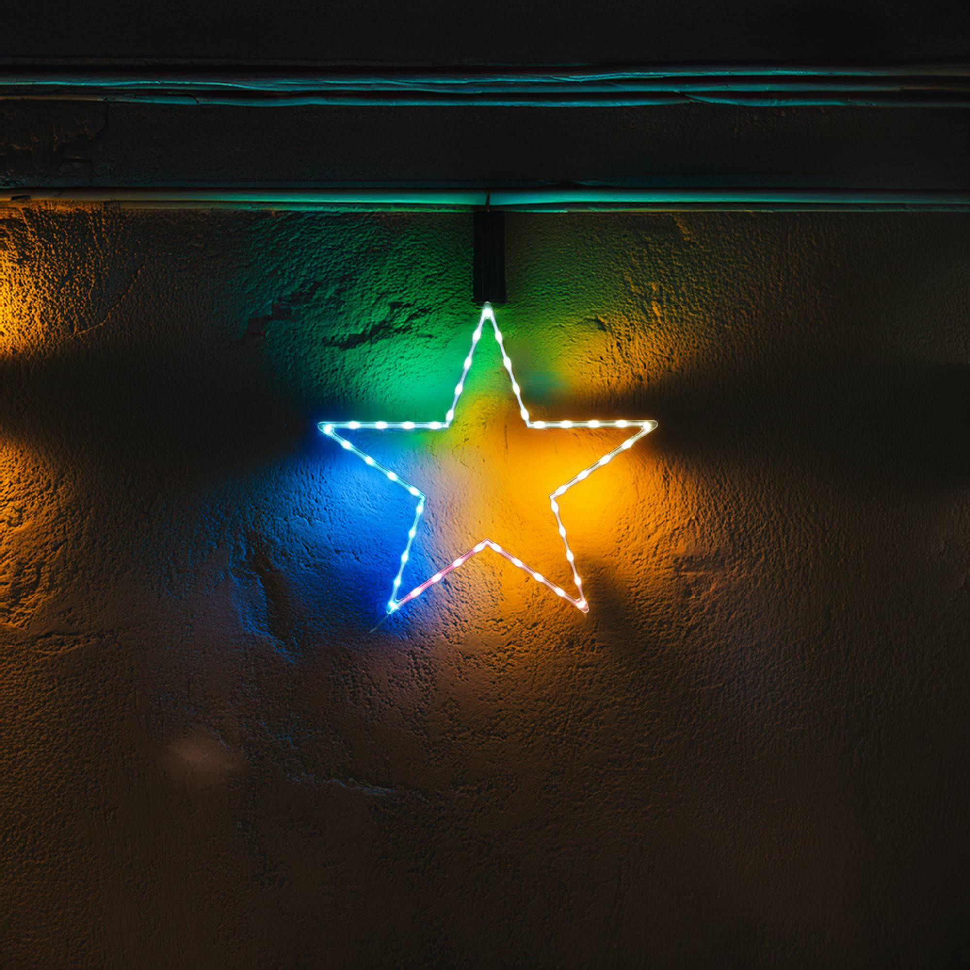 iluminación navideña estrella con 45 luces led rgb con controlador 60x0,6x57cm