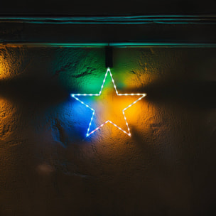 iluminación navideña estrella con 45 luces led rgb con controlador 60x0,6x57cm