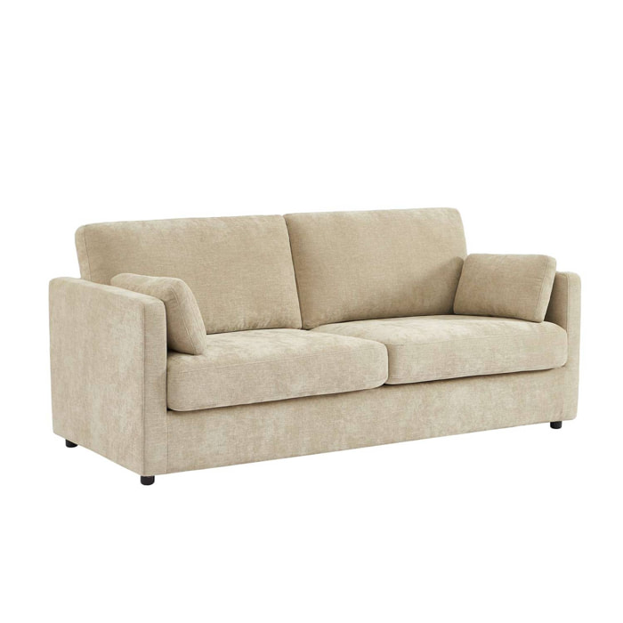 Canapé 2 places déhoussable tissu beige L 198 x P 88 x H 85cm - Neo