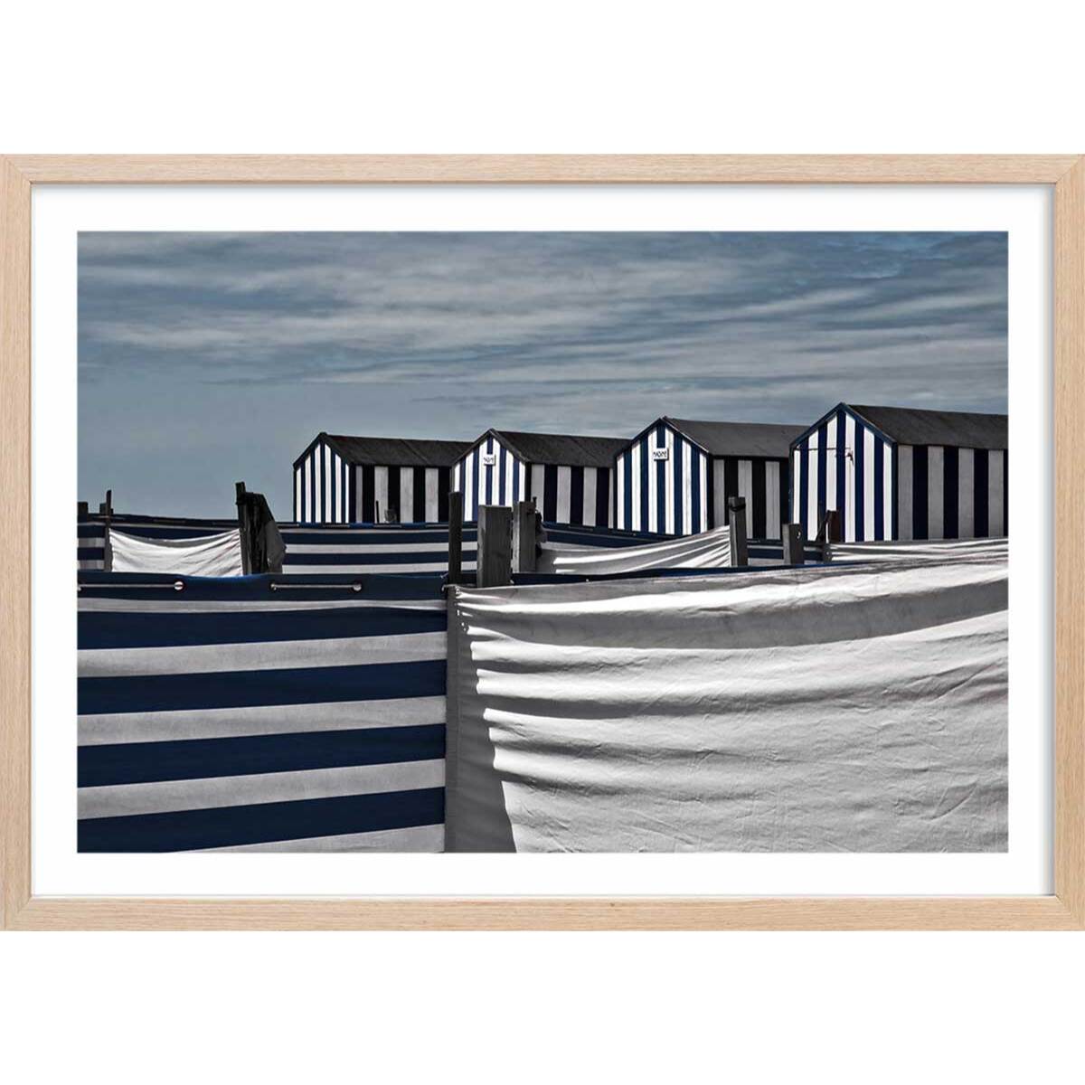 Poster deco toiles de plage Affiche + cadre en bois - Chêne