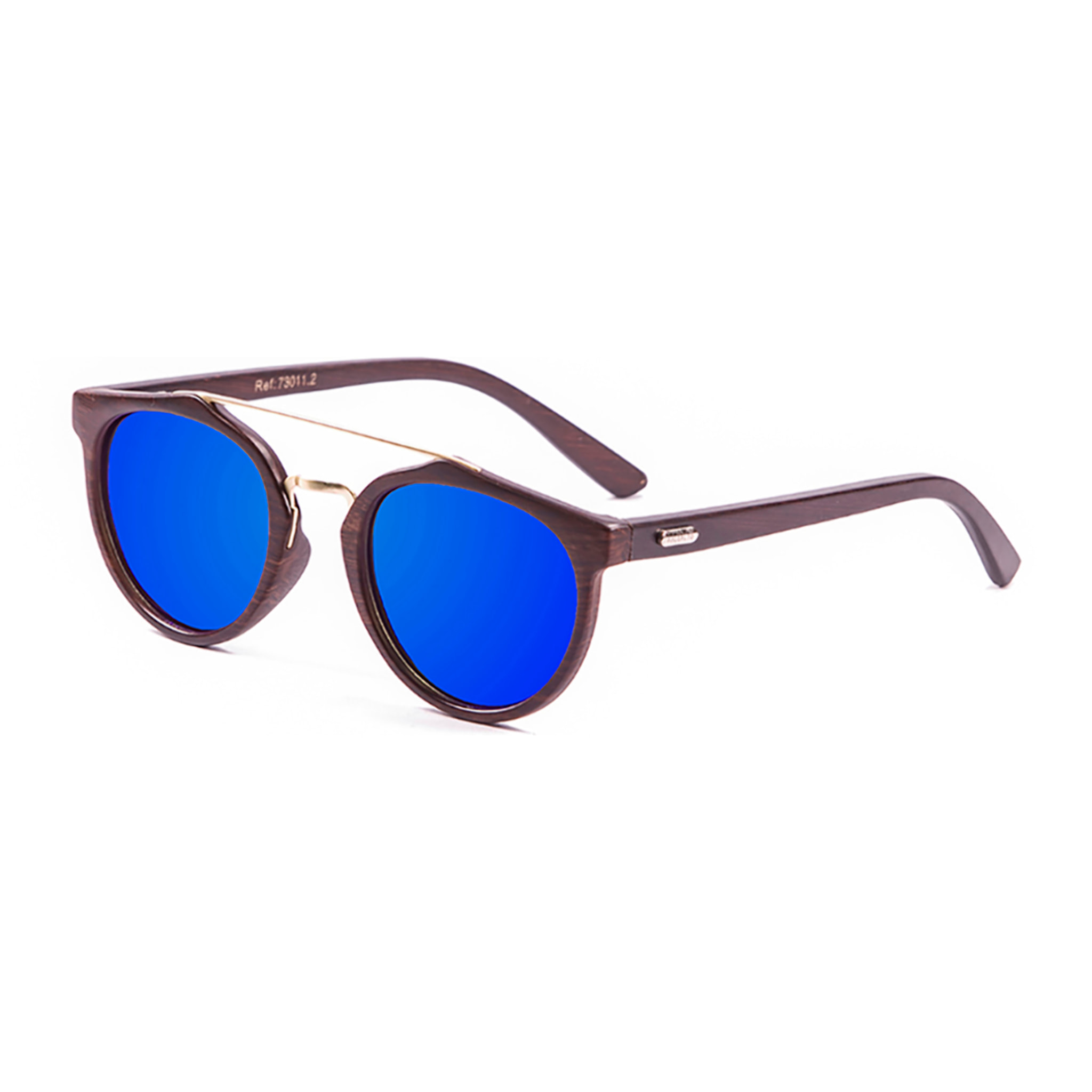Gafas de sol PALO ALTO RICHMOND WOOD - Marrón oscuro / Revo azul y patilla marrón bambú