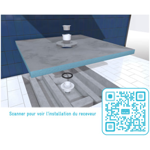 Receveur de Douche à Carreler 90x90 cm avec Bondes à Sortie Horizontale - Grille Inox