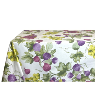Tovaglia Cucina In 100% Cotone Made In Italy Disegno Uva e Fichi 140x240