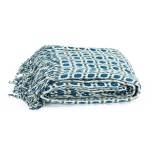 Coperta con frangia blu 130x170 cm - Melody