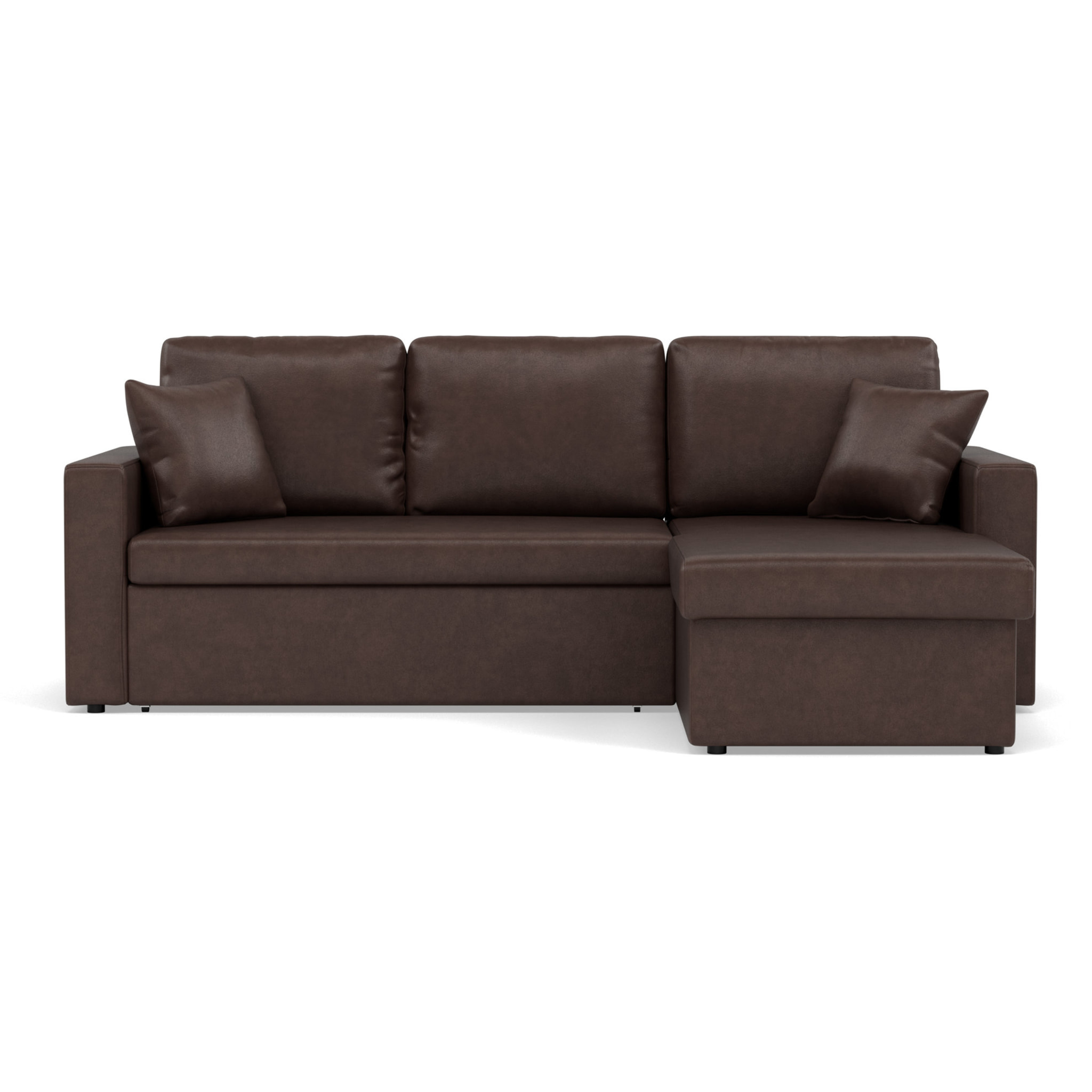 Cyrus - Canapé d'angle réversible 4 places - convertible avec coffre - en simili - Marron