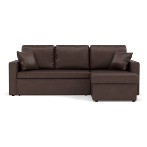 Cyrus - Canapé d'angle réversible 4 places - convertible avec coffre - en simili - Marron