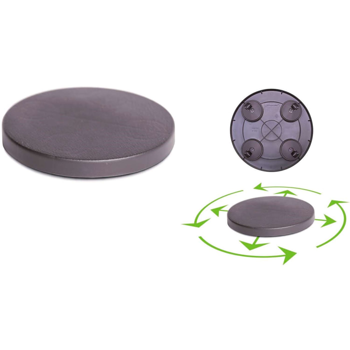 Plataforma movil para macetas prosperplast de plastico redonda con 4 ruedas 29,2 x 29,2 x 4 cm en color terracota