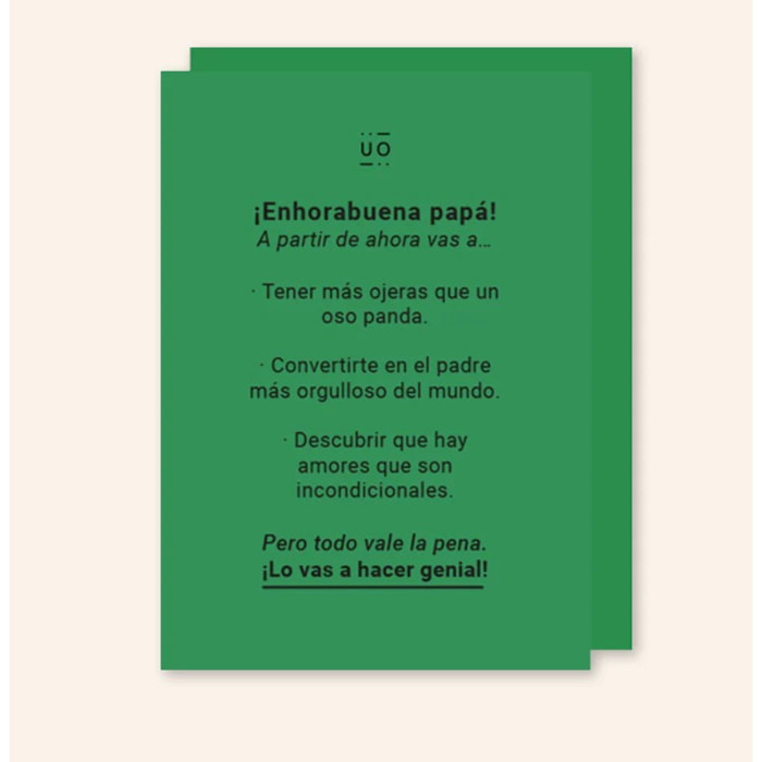 Postal "Papá ojeroso, papá orgulloso"