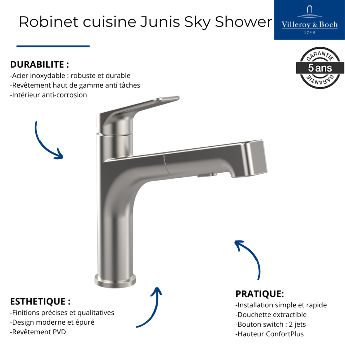 Robinet cuisine Junis Sky Shower