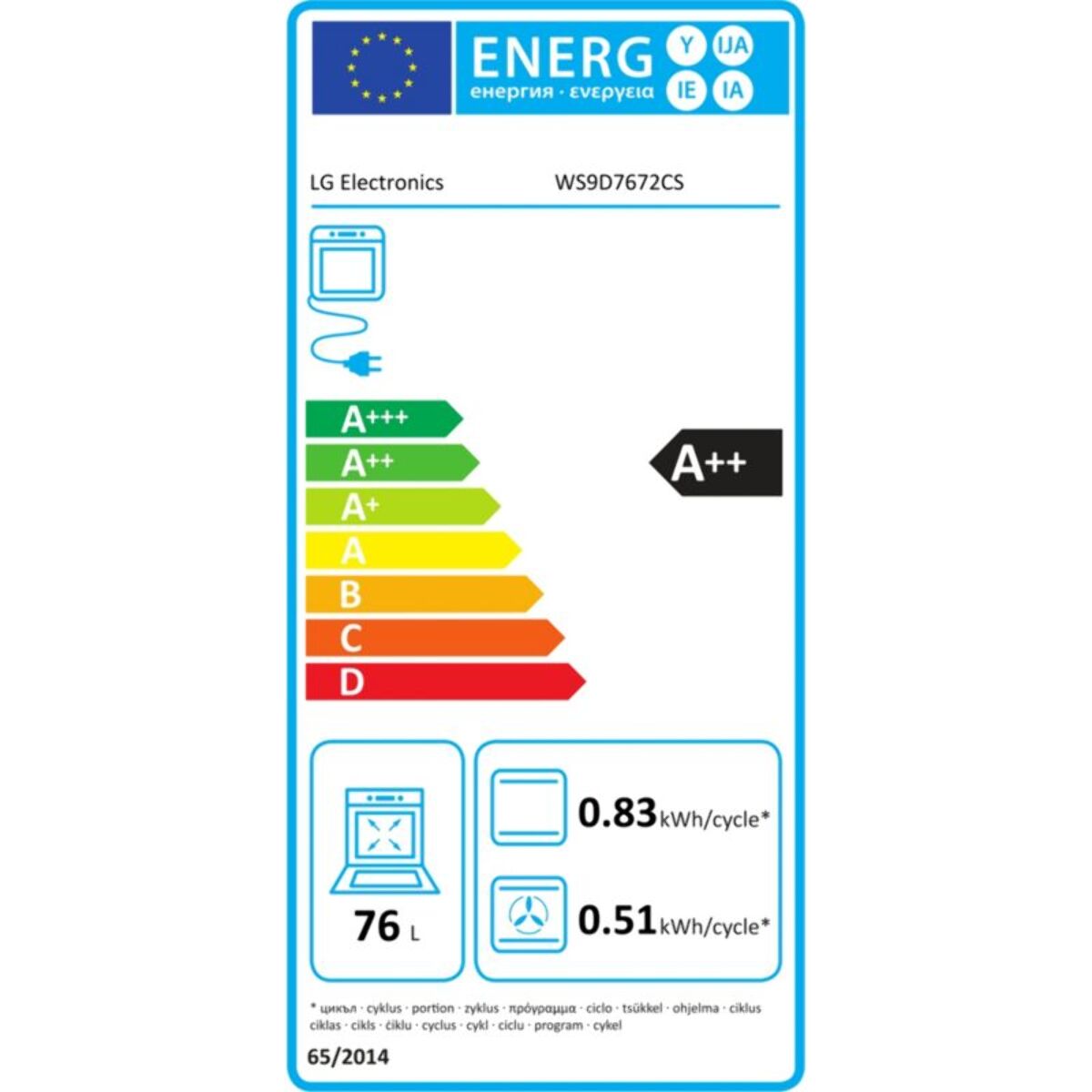 Four encastrable fonction vapeur LG WS9D7672CS SteamAssist