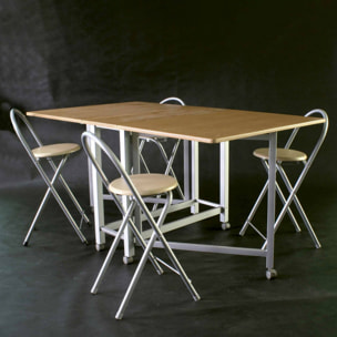 Well home - conjunto mesa y 4 taburetes 'libro' en madera