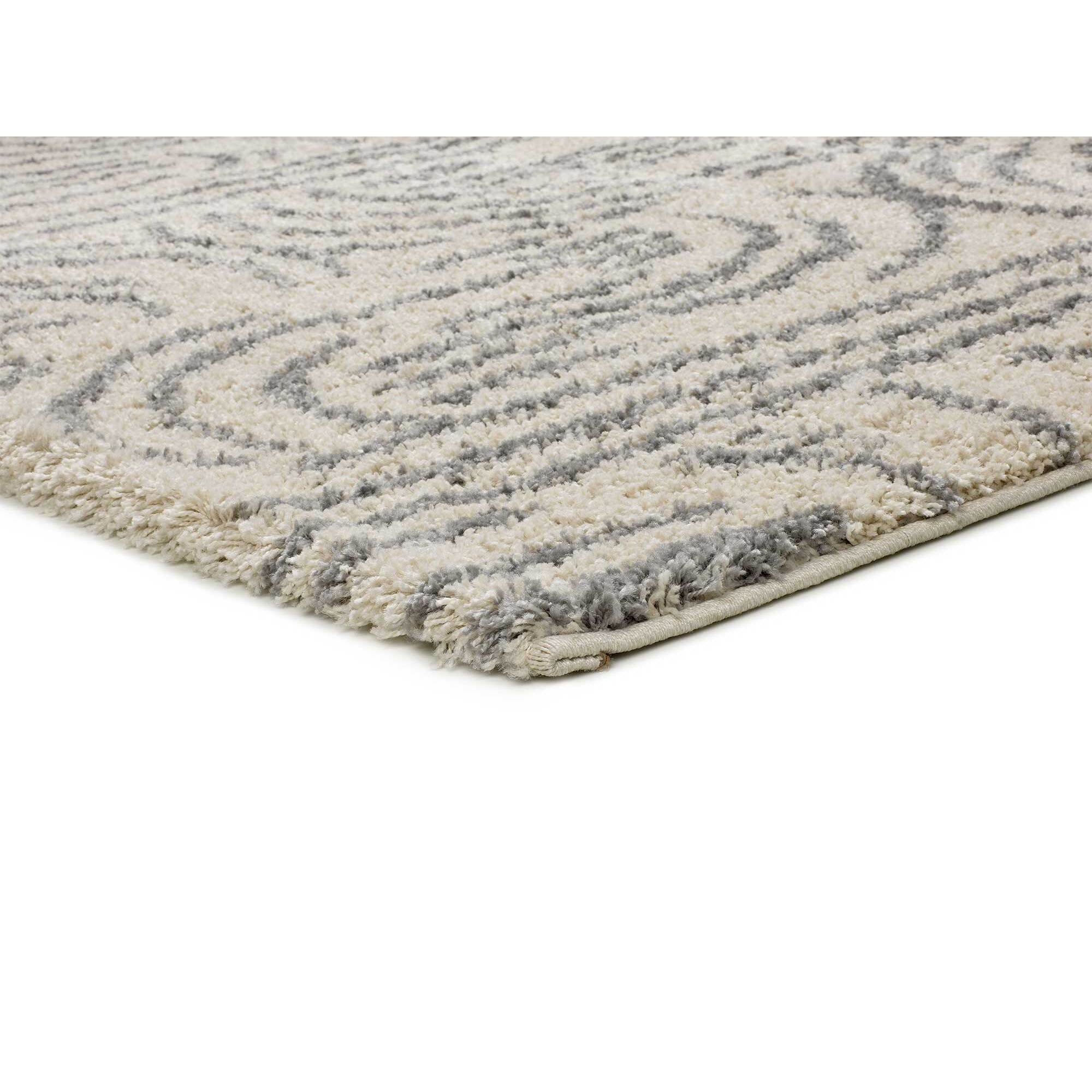 HELIA Alfombra shaggy de estilo escandinavo en beige y gris, varias medidas disponibles