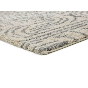 HELIA Alfombra shaggy de estilo escandinavo en beige y gris, varias medidas disponibles