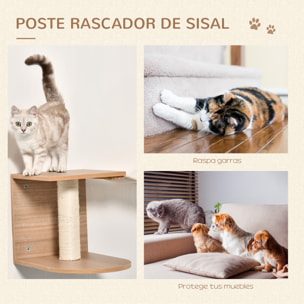 Estantes de Pared para Gatos con Escalera Plataformas Postes Rascadores de Sisal