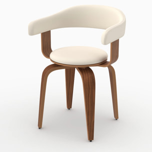 Chaise avec accoudoirs en cuir synthétique blanc - Harold