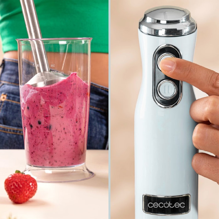 Cecotec Mixeur plongeant Power RetroBlue 1200MAX Cream&Crush