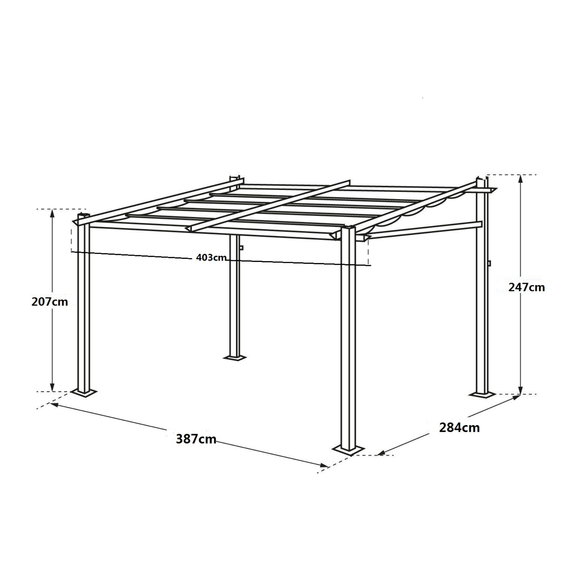 Pergola murale 3 × 4m FRÉJUS beige - structure aluminium