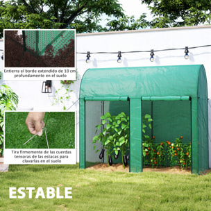Invernadero de Exterior Invernadero de Jardín con 2 Puertas Enrollables con Cremallera Marco de Acero y Cubierta de PE 140g/m² Anti-UV Impermeable para Plantas Flores 200x100x178 cm Verde