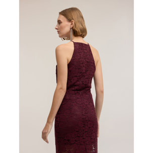 Motivi - Top de encaje con escote halter - Burgundy