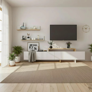 Salón Bender con mueble TV y estanterías blanco artik alpino 200 cm Blanco Artik (Blanco Mate) - Alpino