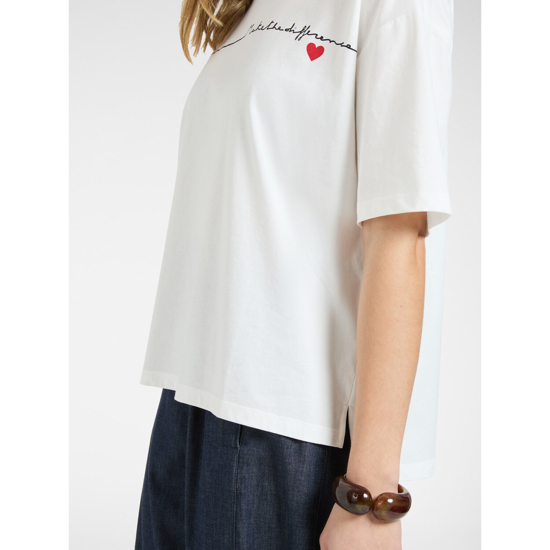 Elena Mirò - T-shirt in cotone con stampa - Bianco