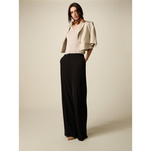 Oltre - Pantaloni palazzo in tessuto crêpe - Nero