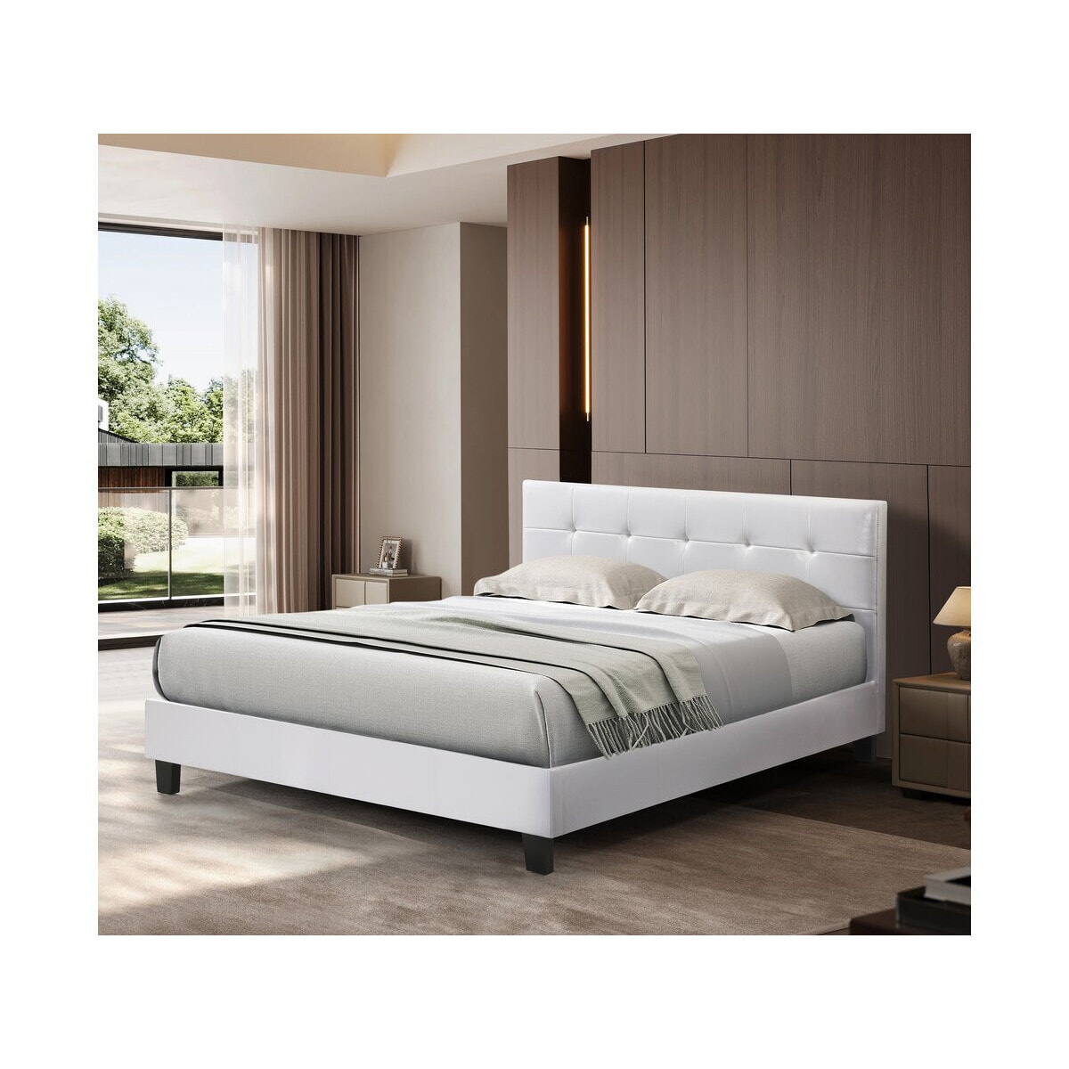 Lit double en pvc "Julia" - 180 x 200 - Blanc