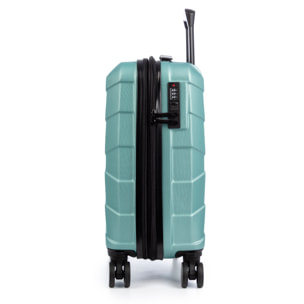 Juego de 4 maletas Trolley extensibles, en material ligero ABS de alta resistencia. Cerradura numérica, 4 ruedas dobles giratorias 360°.