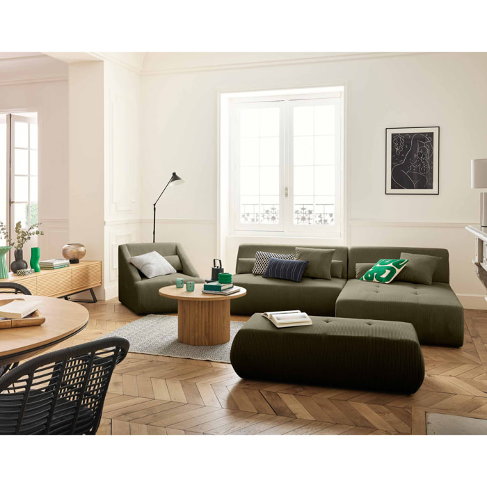 Onyx - canapé modulable d'angle réversible 4 places - en velours côtelé - Vert