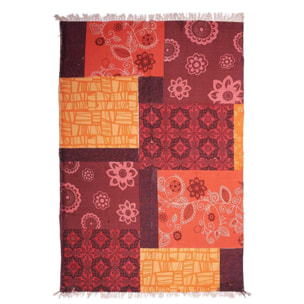 Tapis artisanal  Kilim sans velours ROHO motif ethnique