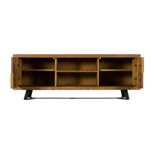 Meuble TV en bois motif damier 150 cm OKA
