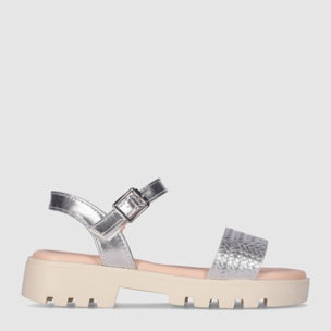 Sandalias - Plata - Tacón: Bajo